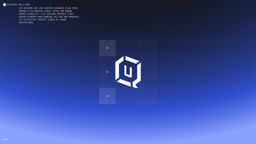 Universe SMS logo clear space guide (light)