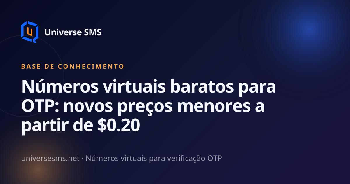 Números virtuais baratos para OTP: novos preços menores a partir de $0.20